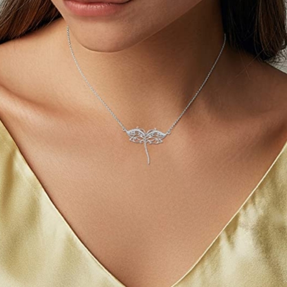 NEW Sterling Diamond Dragonfly Music(Treble Cleff)Note Necklace - Picture 4 of 10